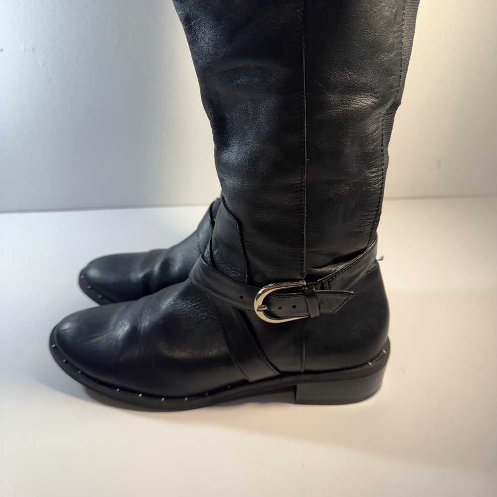 International Concepts Fadora  Women 6 1/2 Black Knee High Leather Boots
